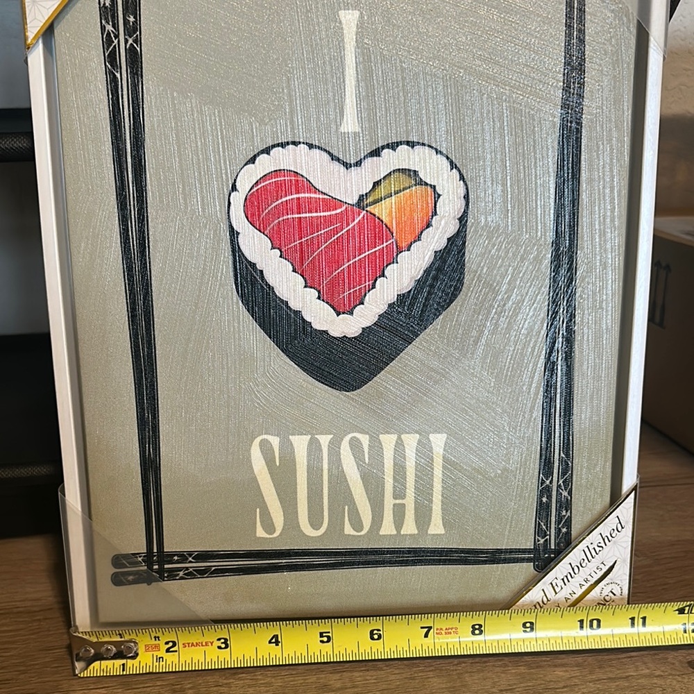 I Love Sushi Heart Embellished Canvas Wall Art - Picture 8 of 9